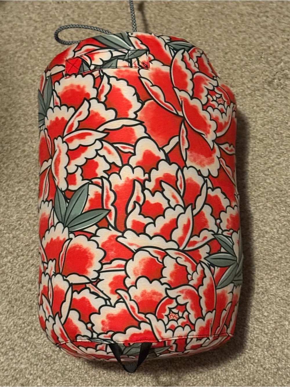 ethika Red and White Floral Puffer Cloak Bag